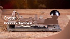  Presentation with specimen - PPT theme consisting of real antique morse code telegraph background and a coral colored foreground