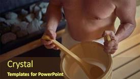  Presentation with steam - Presentation theme having real-authentic-sauna-moment-man background and a tawny brown colored foreground