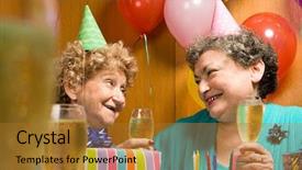  Presentation with party - Cool new presentation with real birthday candles - two senior women backdrop and a  colored foreground