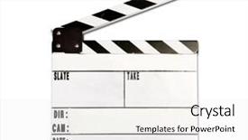  Presentation with airport boarding board - Colorful PPT layouts enhanced with real clap board with wear backdrop and a sky blue colored foreground