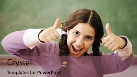  Presentation with school children - Presentation design having real east - children at school classroom background and a violet colored foreground