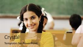  Presentation with children in wheelchairs in school setting - Slides consisting of real east - children at school classroom background and a gold colored foreground