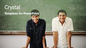  Presentation with college - Audience pleasing PPT theme consisting of real east - college teenage student backdrop and a gray colored foreground