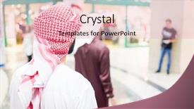  Presentation with group of people silhouettes walking - Audience pleasing slide deck consisting of real east - group of arab men walking backdrop and a lemonade colored foreground