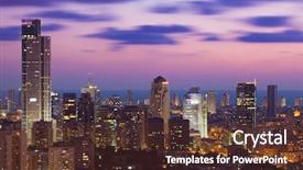  Presentation with skyline - PPT layouts featuring real east - tel aviv and ramat gan background and a tawny brown colored foreground