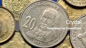  Presentation with monero cryptocurrency hologram coin form - Presentation design enhanced with real estades - coins of serbia serbian statesman background and a coral colored foreground