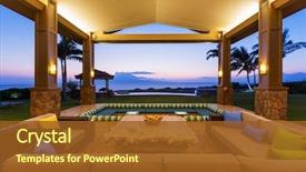  Presentation with luxury - Slide set having real estate - beautiful luxury home exterior patio background and a tawny brown colored foreground