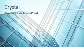  Presentation with blue night - Slide deck enhanced with real estate - blue glass skyscrapers at night background and a cool aqua colored foreground