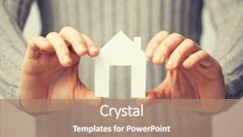  Presentation with estate - PPT theme enhanced with real estate - bright picture of man holding background and a coral colored foreground