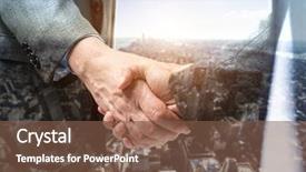  Presentation with shaking hands - Slide deck consisting of real estate - business people shaking their hands background and a tawny brown colored foreground