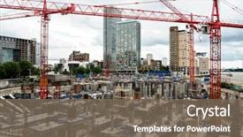  Presentation with city - Slide set featuring real estate - construction yard in a modern background and a violet colored foreground