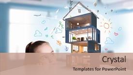  Presentation with dream - PPT theme with real estate - design of your dream house background and a coral colored foreground