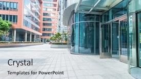  Presentation with buildings - PPT theme consisting of real estate - empty ground front of buildings background and a sky blue colored foreground