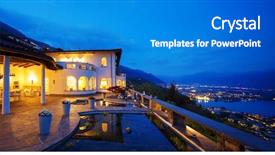  Presentation with villa - Cool new presentation theme with real estate - exterior of a modern house backdrop and a teal colored foreground