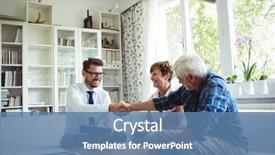  Presentation with shaking hands - Amazing slide deck having real estate - financial advisor shaking hands backdrop and a teal colored foreground