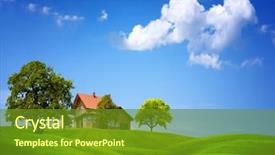  Presentation with green real estate - Slide set featuring real estate - green nature background and a tawny brown colored foreground