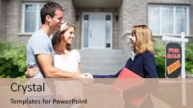  Presentation with residential - Colorful PPT theme enhanced with real estate - happy family near new home backdrop and a soft green colored foreground