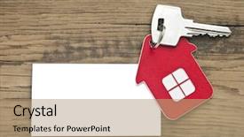  Presentation with house key - Audience pleasing slide deck consisting of real estate - key with house icon backdrop and a coral colored foreground