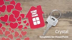  Presentation with key - Presentation theme with real estate - key with label home background and a coral colored foreground