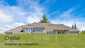  Presentation with luxury house - PPT theme having real estate - luxury house at sunny day background and a gold colored foreground