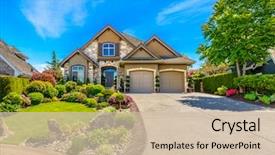  Presentation with luxury vintage house - Presentation enhanced with real estate - luxury house in vancouver canada background and a soft green colored foreground