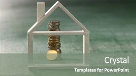  Presentation with house - Cool new presentation theme with real estate - model house and coins backdrop and a gray colored foreground