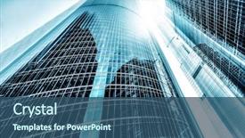  Presentation with commercial real estate - PPT theme featuring real estate - panoramic and perspective wide angle background and a ocean colored foreground