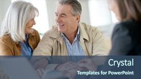  Presentation with real estate investment - PPT layouts consisting of real estate - senior couple meeting financial adviser background and a ocean colored foreground