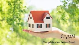  Presentation with green real estate - Slide set having real estate accommodation and eco background and a yellow colored foreground