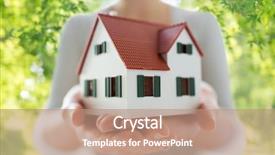  Presentation with green real estate - Presentation theme with real estate accommodation and property background and a coral colored foreground