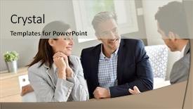  Presentation with real estate - PPT theme with real-estate agency signing contract background and a light gray colored foreground