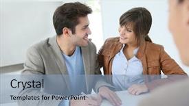  Presentation with agreement signing - Slides consisting of real estate agency signing property background and a light blue colored foreground