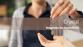  Presentation with realtor - Presentation design featuring real-estate-agent-giving-house background and a coral colored foreground