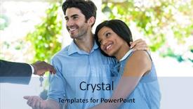  Presentation with real estate purchase - Slides with real estate agent giving house background and a teal colored foreground