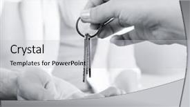  Presentation with real estate - Amazing slide deck having real estate agent giving keys backdrop and a light gray colored foreground
