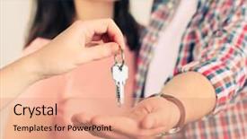  Presentation with real estate - Cool new presentation with real estate agent giving keys backdrop and a coral colored foreground