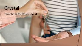  Presentation with real estate lending - Slides with real estate agent giving keys background and a coral colored foreground