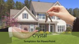  Presentation with real estate - Slide set featuring real estate agent handing background and a gold colored foreground