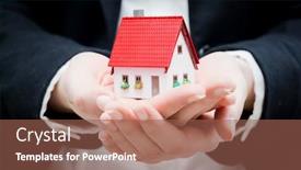  Presentation with real estate - Slide set having real-estate-agent-holding background and a violet colored foreground