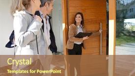  Presentation with real estate - Cool new PPT layouts with real estate agent inviting couple backdrop and a tawny brown colored foreground