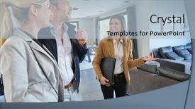  Presentation with real estate - PPT layouts consisting of real-estate agent presenting home background and a light blue colored foreground