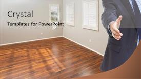  Presentation with real estate - PPT theme consisting of real-estate-agent-reaches background and a light gray colored foreground