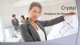  Presentation with real estate - Presentation consisting of real estate agent showing construction background and a soft green colored foreground