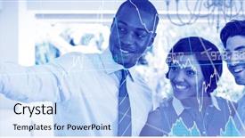  Presentation with real estate growth - Beautiful presentation theme featuring agents negociation - stocks and shares against real backdrop and a light blue colored foreground