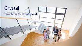  Presentation with real estate - Presentation theme featuring real estate agent showing new background and a sky blue colored foreground