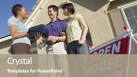  Presentation with real estate tax - Theme consisting of real estate agent with couple background and a coral colored foreground