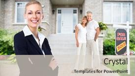  Presentation with real estate - Slide deck enhanced with real estate agent woman near background and a lemonade colored foreground