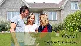  Presentation with real estate prices - Slides consisting of real estate agent woman background and a gold colored foreground