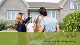  Presentation with real estate - Audience pleasing slide deck consisting of real estate agent woman backdrop and a gold colored foreground