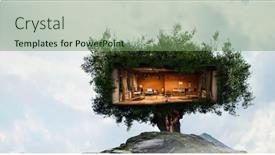  Presentation with real estate purchase - Colorful PPT theme enhanced with real-estate-and-ecology-concept backdrop and a seafoam green colored foreground